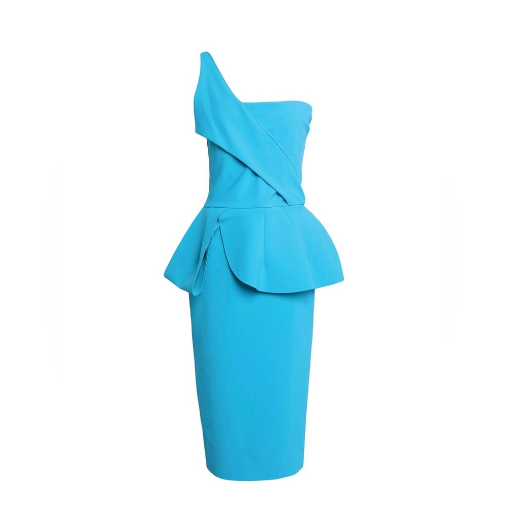 Stunning Chiara Boni one shouldered peplum dress in turquoise size 8